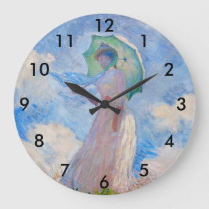 Reloj Redondo Grande Claude Monet - Mujer con un Parasol mirando a la i