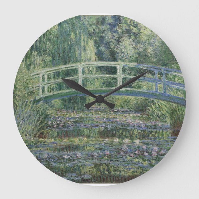 Reloj Redondo Grande Claude Monet - Nieves Y Puente Japonés (Anverso)