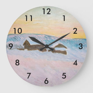 Reloj Redondo Grande Claude Monet - Paisaje de Noruega, Casas Azules