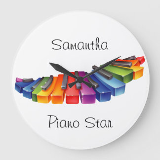 Reloj Redondo Grande Claves de piano arco iris del personalizable