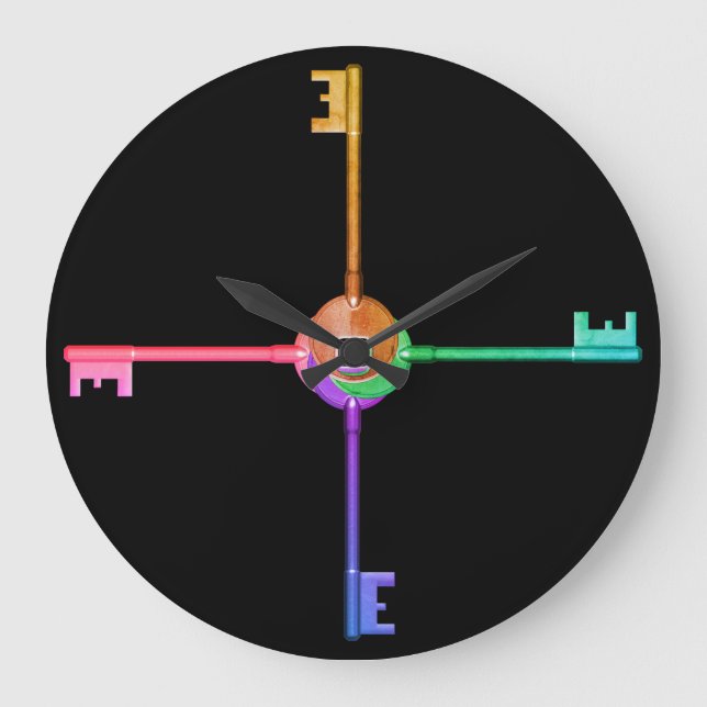 Reloj Redondo Grande Claves - Moderno estilo contemporáneo (Anverso)