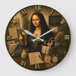 Reloj Redondo Grande Cleaning Day Funny Mona Lisa Laundry Room
