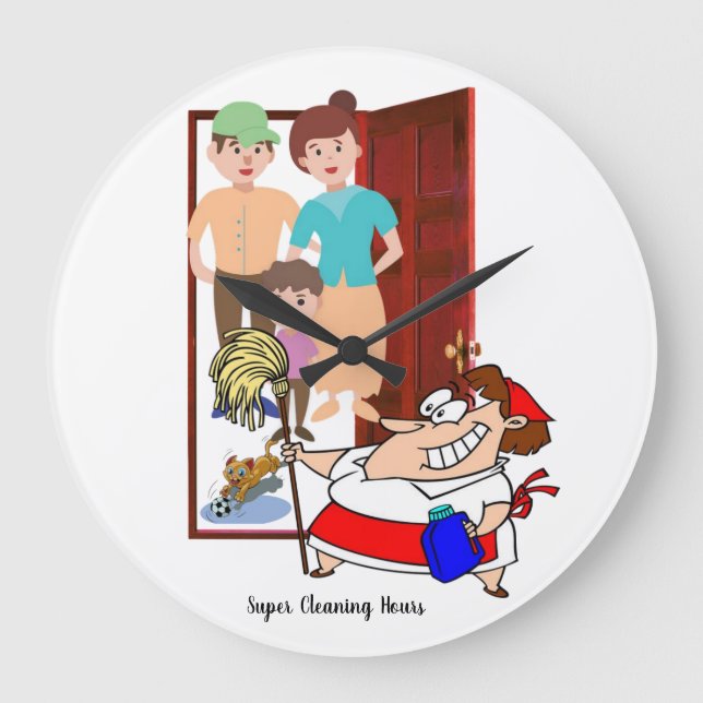 Reloj Redondo Grande Cleaning Lady Super Hours Clock (Anverso)