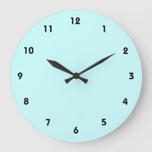 Reloj Redondo Grande clear number wall clock with light blue background