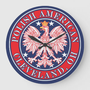 Reloj Redondo Grande Cleveland Ohio Águila Polaca