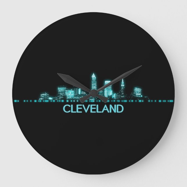 Reloj Redondo Grande Cleveland Skyline (Anverso)