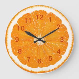 Reloj Redondo Grande Clock* anaranjado de la pared de la fruta cítrica
