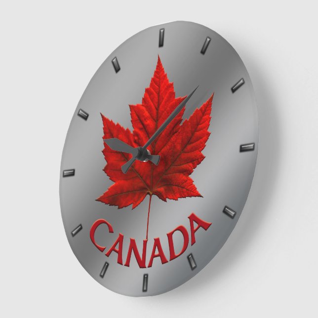 Reloj Redondo Grande Clock Canada Souvenir Wall Clocks & Gifts (Ángulo)