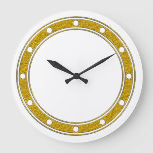 Reloj Redondo Grande Clock Face Rings Dots Gold para su diseño