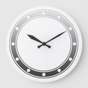 Reloj Redondo Grande Clock Face Rings Dots grises para su diseño
