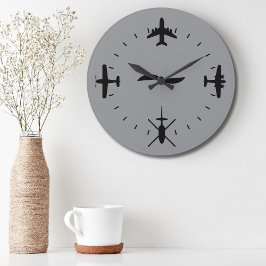 Reloj Redondo Grande Clock Face with Airplane icons Cool Pilot Aviation