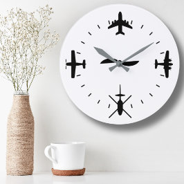 Reloj Redondo Grande Clock Face with Airplane icons Cool Pilot Aviation