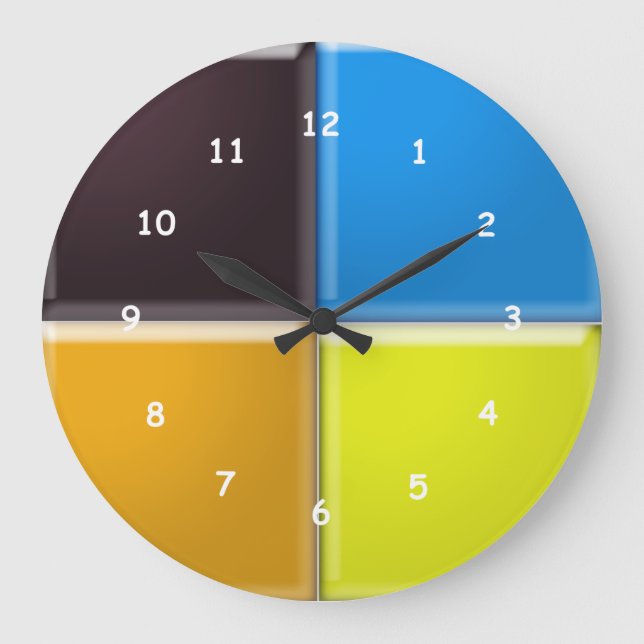 Reloj Redondo Grande Clock - Four Colored Squares (Anverso)