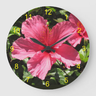 Reloj Redondo Grande Clock - Pink Hibiscus Blossom