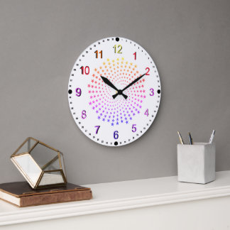 Reloj Redondo Grande Clock - Rainbow Colored Stars