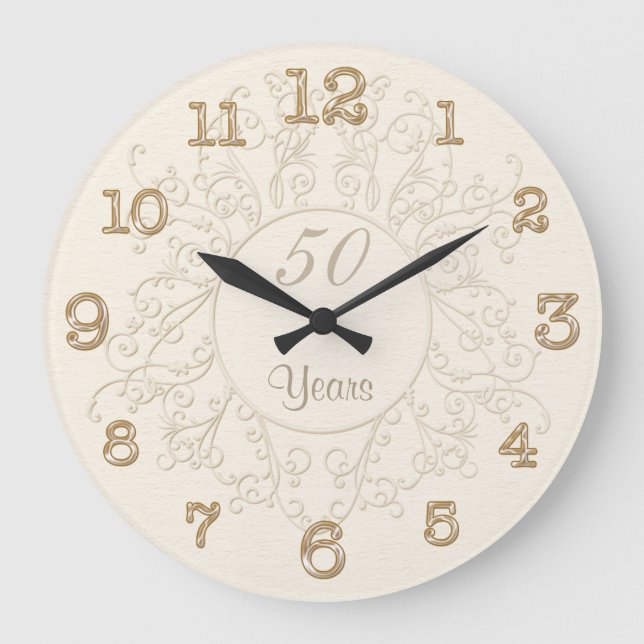 Reloj Redondo Grande Clocks de 50 años o cualquier año de aniversario (Anverso)