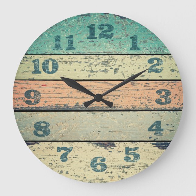 Reloj Redondo Grande Clocks Shabby Beach Boards Madera decorativa rusa (Anverso)