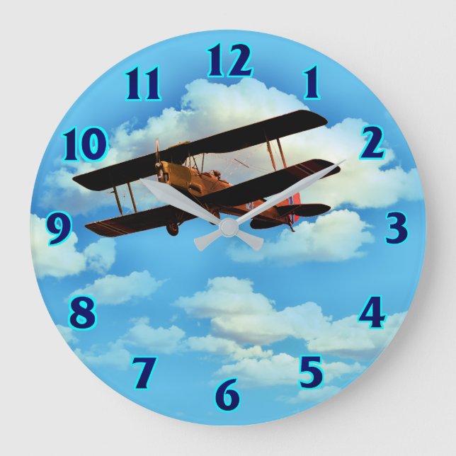 Reloj Redondo Grande Cloud Break Airplane Large Clock (Anverso)