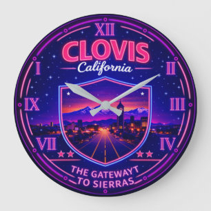 Reloj Redondo Grande Clovis California Sierra Gateway Mountain Neon