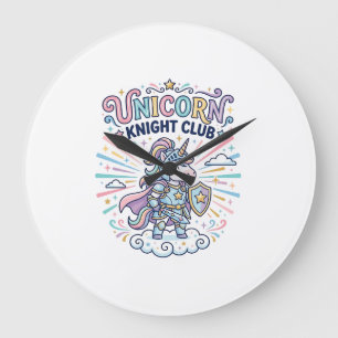 Reloj Redondo Grande Club de Caballeros Unicornio Gráfica de Ropa Lista