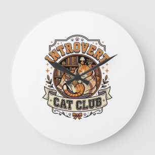 Reloj Redondo Grande Club de Gatos Introvertidos Gato Introvertido Anti