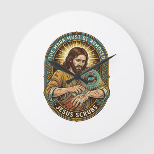 Reloj Redondo Grande Club de Jesús Sello en la Mano No se Limpia Humor 