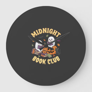 Reloj Redondo Grande Club de lectura de fantasmas con diseño de calabaz