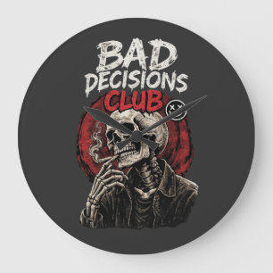 Reloj Redondo Grande Club de malas decisiones esqueleto con chaqueta de