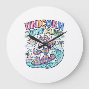 Reloj Redondo Grande Club de Surf Unicornio