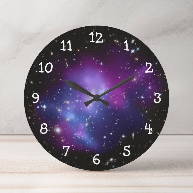 Reloj Redondo Grande Clúster de galaxia púrpura (Purple Galaxy Cluster Large Clock)
