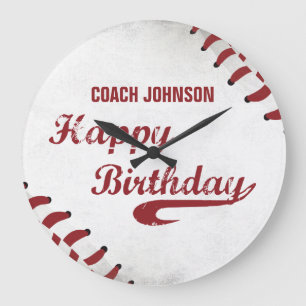 Reloj Redondo Grande Coach Happy Birday Large Grunge Baseball, Sport