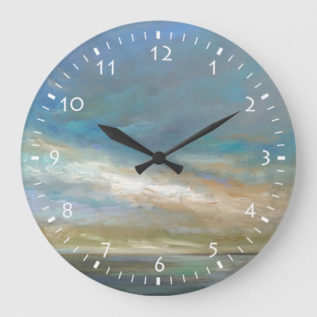 Reloj Redondo Grande Coastal Clouds with Ocean (Anverso)