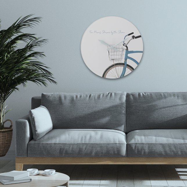 Reloj Redondo Grande Coastal Cruiser Bike Shore Wall Clock (Perfect clock for the beach house! Life moves slower by the shore!)