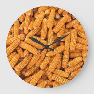 Reloj Redondo Grande Cob de maíz naranja: fondo de la agricultura de co