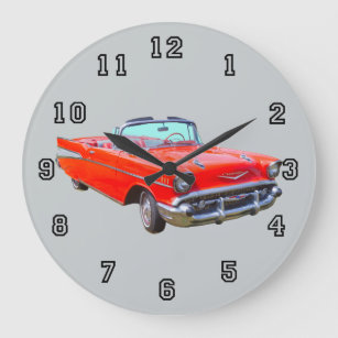 Reloj Redondo Grande Coche anticuario convertible de Chevrolet Bel Air 