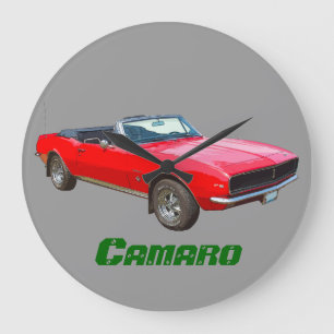 Reloj Redondo Grande coche convertible rojo del músculo de 1967 Camaro
