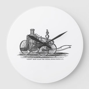 Reloj Redondo Grande Coche de bomberos de la antigüedad del coche de