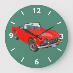 Reloj Redondo Grande Coche de deportes convertible rojo de Triumph Tr4