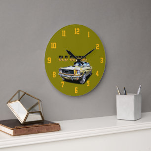 Reloj Redondo Grande Coche de Escuela Vieja
