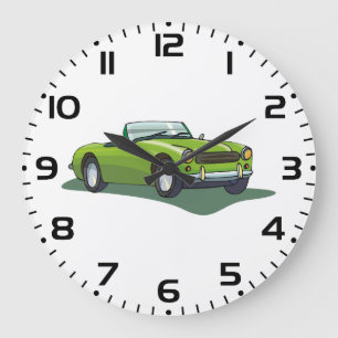 Reloj Redondo Grande Coche deportivo descapotable verde lima retro