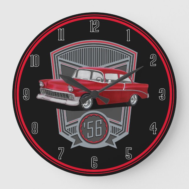 Reloj Redondo Grande Coche rojo 56 clásico (Anverso)