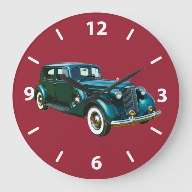 Reloj Redondo Grande Coche verde clásico del lujo de Packard (Anverso)