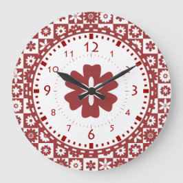 Reloj Redondo Grande Cocina americana en el campo de la granja Flor roj