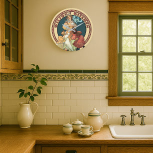 Reloj Redondo Grande Cocina Art Nouveau de la era victoriana