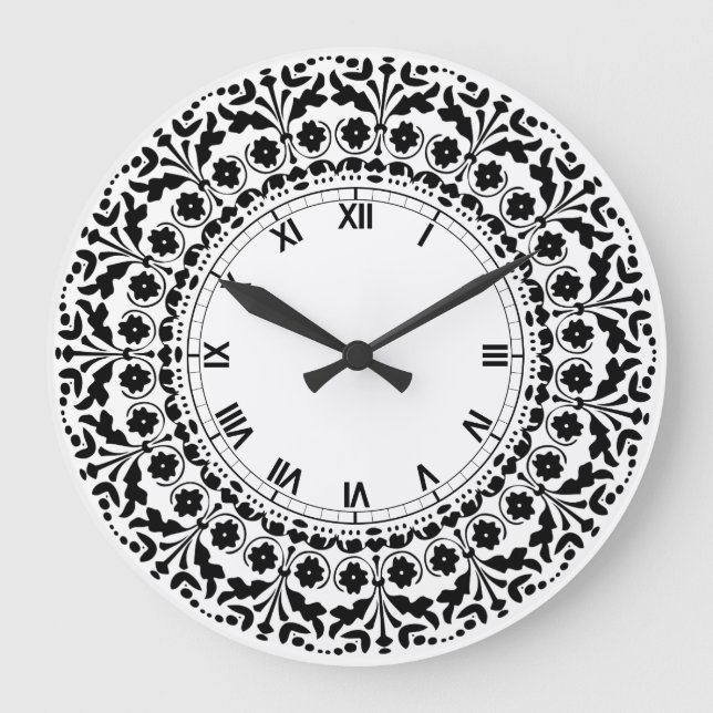 Reloj Redondo Grande Cocina blanco y negro del país del estilo del arte (Anverso)