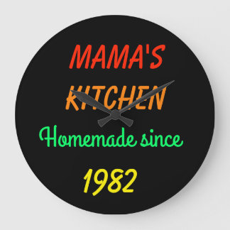 Reloj Redondo Grande Cocina Casera Retro FAUX Neon de Mamá con Fecha