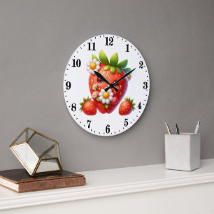 Reloj Redondo Grande Cocina de amantes de fresas lindas