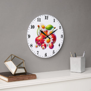 Reloj Redondo Grande Cocina de amantes de la cereza linda