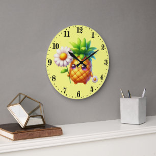 Reloj Redondo Grande Cocina de amantes de la piña linda