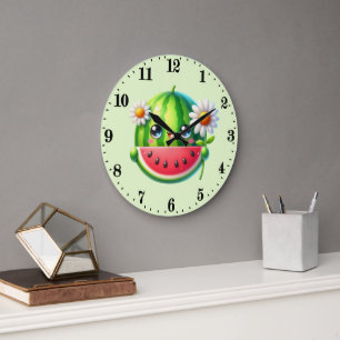 Reloj Redondo Grande Cocina de amantes de sandía lindos